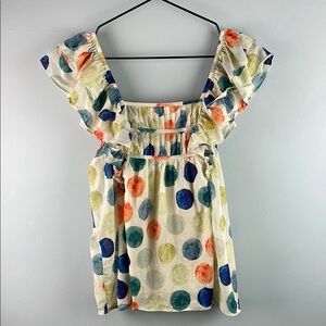 Current Air Colorful Polka Dot Ruffle Tank Top Size S